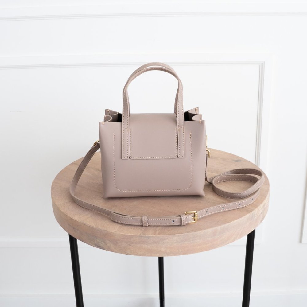 😍 Stella Mini Satchel Bag - Genuine Leather - Pale Rose - Picture 9 of 14